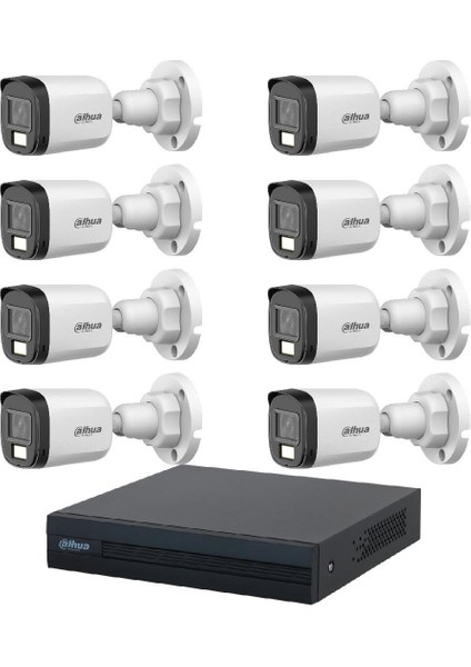 8 Kameralı 30 Metre Renkli Gece Görüşlü Full Hd Güvenlik Kamera Seti