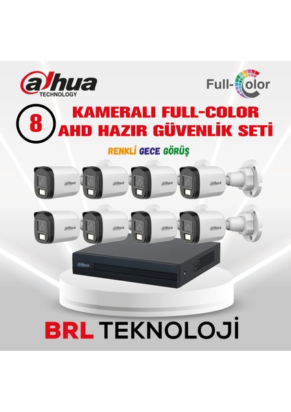 8 Kameralı 30 Metre Renkli Gece Görüşlü Full Hd Güvenlik Kamera Seti fiyatları