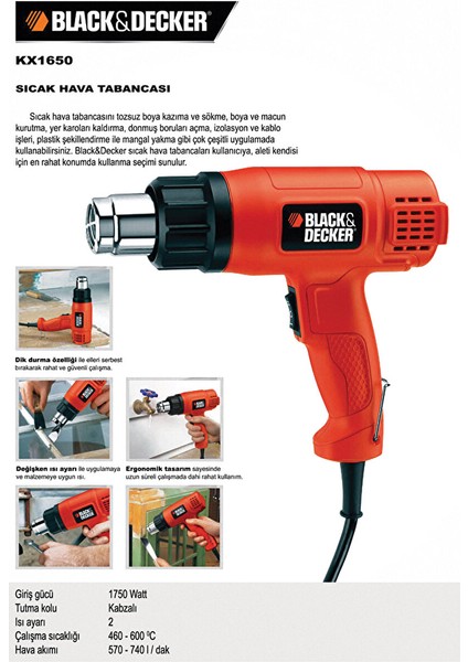 Black & Decker Sıcak Hava Tabancası KX1650