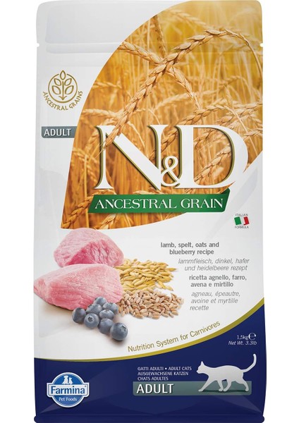 Ancestral Grain Kedi Kuzu, Kılçıksız Buğday, Yulaf & Yaban Mersini Yetişkin 1.5 kg