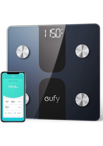 Anker Eufy C1 Akıllı Baskül Tartı, Bluetooth, Siyah, T9146H11