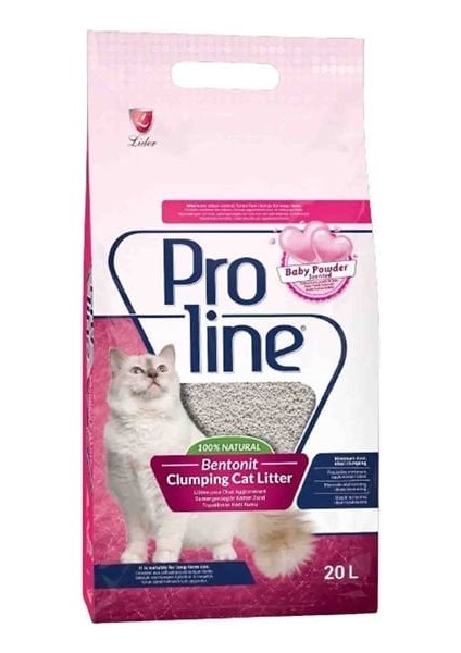 Proline Bebek Pudralı Topaklanan Bentonit Kedi Kumu Ince 20 Lt