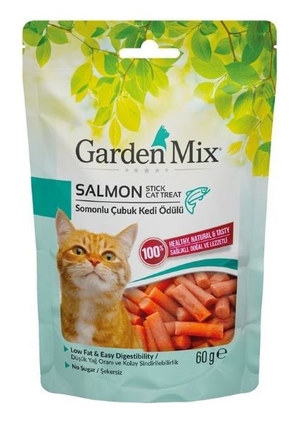 Garden Mix Somonlu Düşük Yağlı Şekersiz Stick Kedi Ödül Maması 60 gr