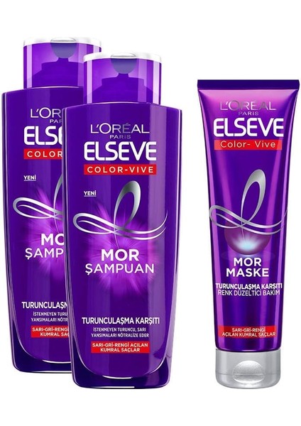 Paris Elseve Mor Şampuan ve Bakım 3'lü Set
