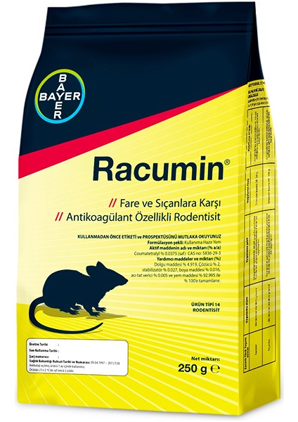 Bayer Racumin Buğday Re Yemi 250GR. Rodetisit Kutu