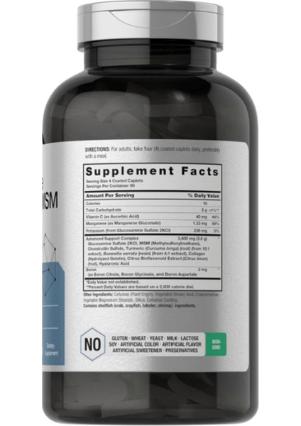 Horbäach Glucosamine Chondroitin Msm | 3600 Mg | 360 Coated Caplets | Advanced Formula With Turmeric | Non-Gmo Gluten Free