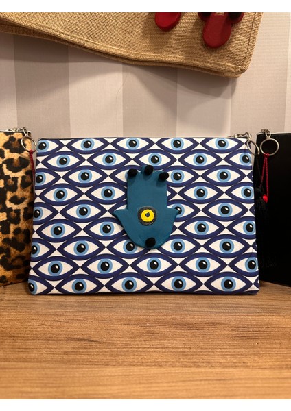 Iki Cadı Tasarım, Nazarlık Desenli Seramik Detaylı Clutch Çanta fırsatları