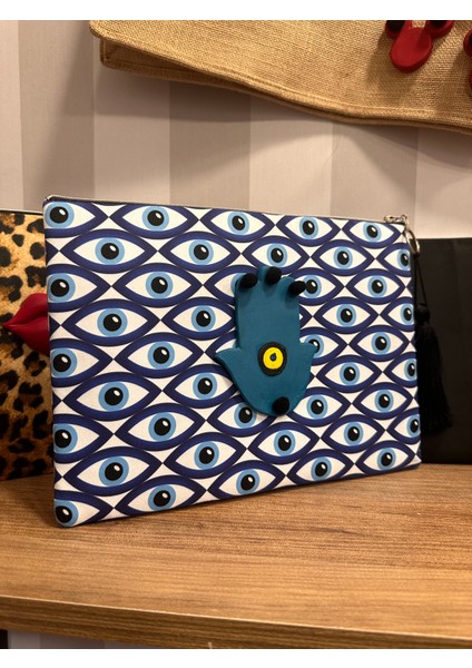 Iki Cadı Tasarım, Nazarlık Desenli Seramik Detaylı Clutch Çanta indirimleri