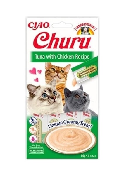 Ciao Churu Cream Ton Balıklı ve Tavuklu Sıvı Kedi Ödül Maması 14 gr 4 Adet