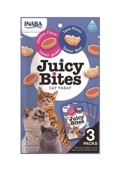 Juicy Bites Tavuklu ve Tuna Balıklı Kedi Ödül Maması 11.3 gr 3 Adet
