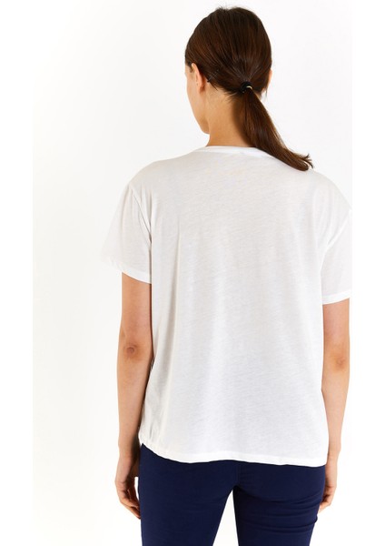 Yeni Koza 1832199 Garnı Us Polo Assn Kadın T-Shirt Ecru modelleri