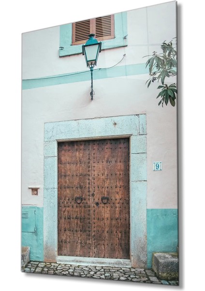 Kapı Görselli Dikey Turquoise Brown