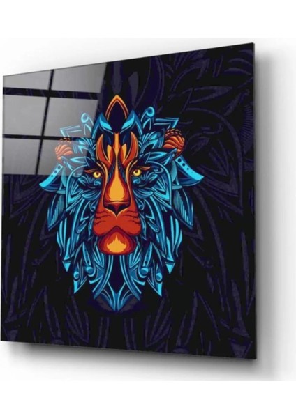 Aslan Motif Cam Tablo