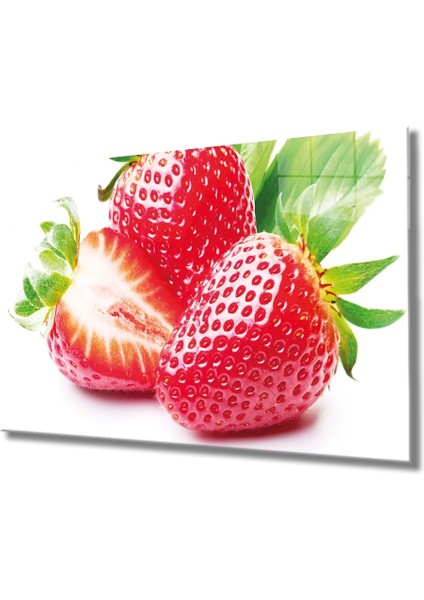 Çilek Cam Tablo Strawberry Art