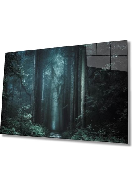 Ağaçlar Yeşil Orman Cam Tablo Trees Green Forest