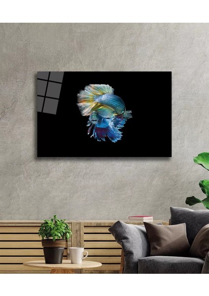 Mavi Balıklar Cam Tablo Blue Fish