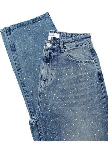 Hotfix Baskılı Jean Pantolon