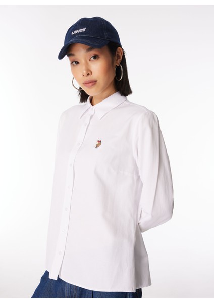 Slim Fit Gömlek Yaka Beyaz Kadın Gömlek WOXCOLOR024Y fiyatları