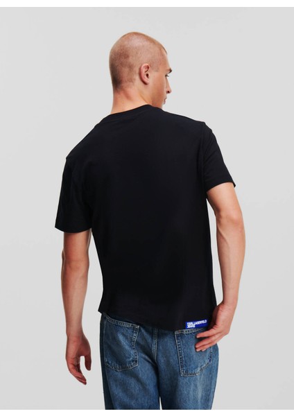 Yuvarlak Yaka Baskılı Siyah Kadın T-Shirt 240J1701 modelleri