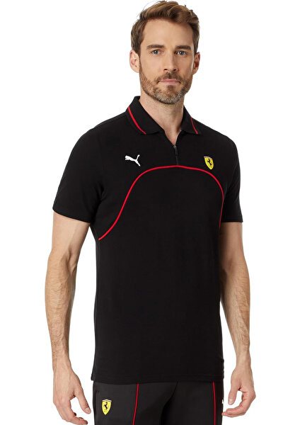 Siyah Erkek Normal Kalıp Polo T-Shirt 62094501 Ferrari Race Polo