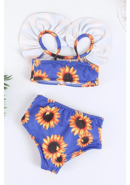 Ayçiçeği Desenli Kız Çocuk mayo - Mavi fiyatları