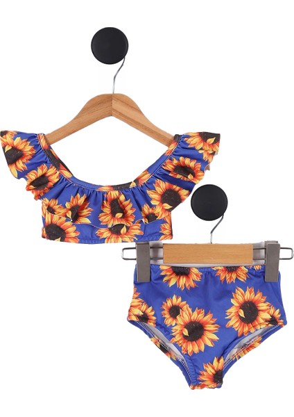 Ayçiçeği Desenli Kız Çocuk mayo - Mavi fırsatları