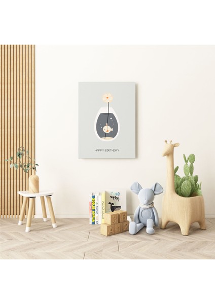 Happy Birthday Minimalist Kanvas Tablo - Bebek Odası Dekorasyon - Çocuk Odası Tablo