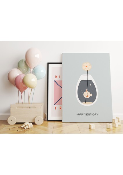 Happy Birthday Minimalist Kanvas Tablo - Bebek Odası Dekorasyon - Çocuk Odası Tablo modelleri