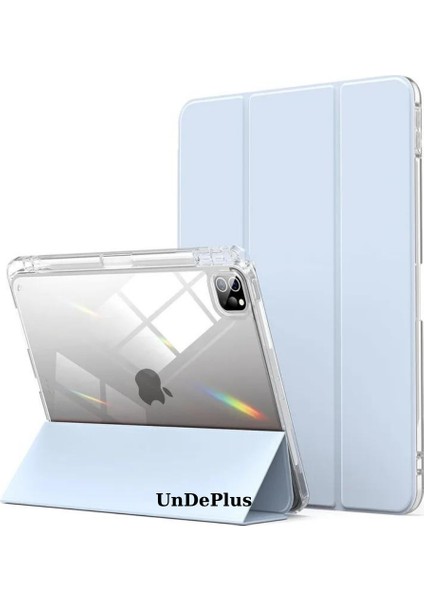 Apple iPad Pro 11 Inç M4 2024 Kılıf Kalem Bölmeli Akrilik Şeffaf Ayrılabilir Case A2836 A2837 A3006