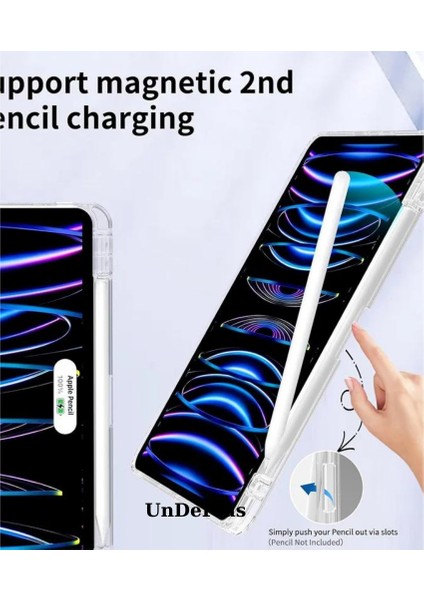 Apple iPad Pro 11 Inç M4 2024 Kılıf Kalem Bölmeli Akrilik Şeffaf Ayrılabilir Case A2836 A2837 A3006