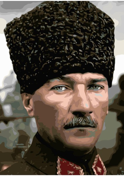Mustafa Kemal Atatürk Çerçeveli Sayılarla Boyama Seti 40 x 50 cm