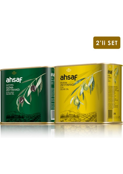 Natürel Sızma Zeytinyağı 500 ml -Teneke + Riviera Zeytinyağı 500 ml -Teneke (2'li Ekonomik Paket)