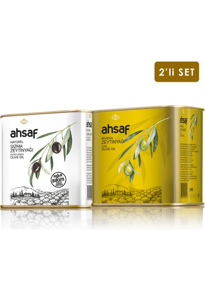 Soğuk Sıkım Zeytinyağı 500 ml Teneke + Riviera Zeytinyağı 500 ml Teneke (2'li Ekonomik Paket)