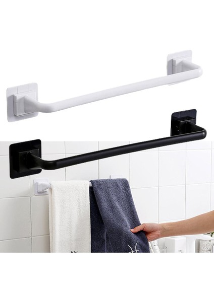 Beyaz S Kendinden Yapışkanlı Havlu Çubuğu Duvara Monte Havlu Çubuğu Banyo Havlusu Tutucu Tek Çubuk Depolama Rafı Mutfak Bez Raf Banyo Aksesuarı (Yurt Dışından)