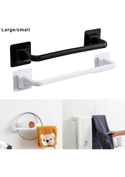 Siyah L 1 Adet Kendinden Yapışkanlı Havlu Çubuğu Duvara Monte Banyo Havlusu Tutucu Raylı Raf Tek Çubuk Depolama Abs + Pp Banyo Aksesuarları (Yurt Dışından)
