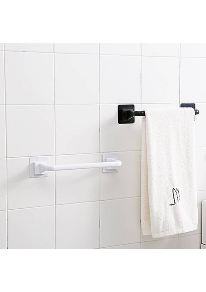 Siyah L 1 Adet Kendinden Yapışkanlı Havlu Çubuğu Duvara Monte Banyo Havlusu Tutucu Raylı Raf Tek Çubuk Depolama Abs + Pp Banyo Aksesuarları (Yurt Dışından)