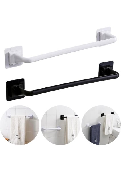Siyah L 1 Adet Kendinden Yapışkanlı Havlu Çubuğu Duvara Monte Banyo Havlusu Tutucu Raylı Raf Tek Çubuk Depolama Abs + Pp Banyo Aksesuarları (Yurt Dışından)
