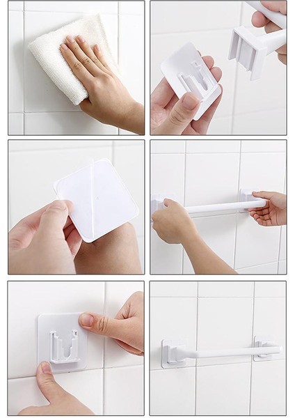 Siyah L 1 Adet Kendinden Yapışkanlı Havlu Çubuğu Duvara Monte Banyo Havlusu Tutucu Raylı Raf Tek Çubuk Depolama Abs + Pp Banyo Aksesuarları (Yurt Dışından)