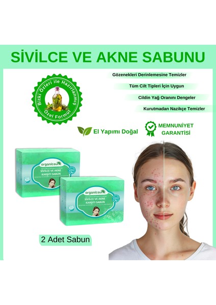 Doğal Akne Ve Sivilce Karşıtı Sabun 140 Gr X 2 Adet Tüm Cilt Tipleri Için Natural Sabun