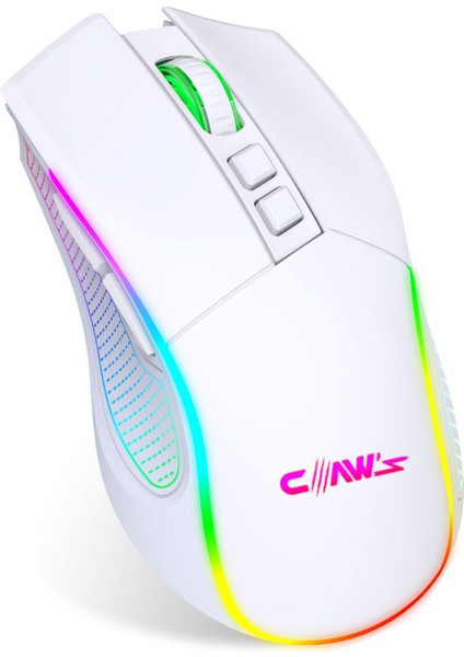 Crossfire Air V1 Kablosuz 10000 Dpi Pixart PMW3325 Sensör Makro Yazılımlı Chromatic RGB Kablosuz Gaming Mouse - Beyaz (2.4 GHz Kablosuz + BT5.1 + Type-C ile Kullanım Desteği)