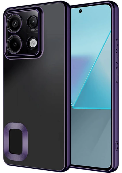 Caseart Xiaomi Poco M6 Pro 4g Kapak Yanları Renkli Lens Korumalı Logo Gösteren Şeffaf Luxury Silikon Kılıf - Mor