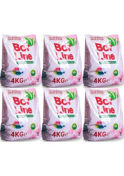 Bor Line Matik Toz Çamaşır Deterjanı 24KG (Renkliler Için) 156 Yıkama (6pk*4kg)