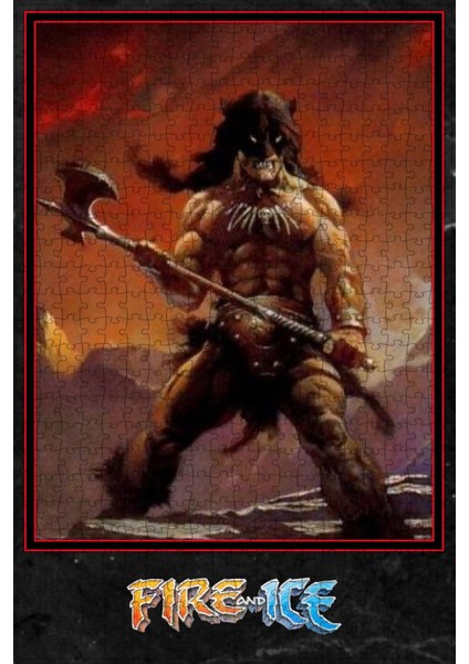 Fire And Ice (1983) Film Posterinin 500 Parça Puzzle Yapbozu Sürüm5