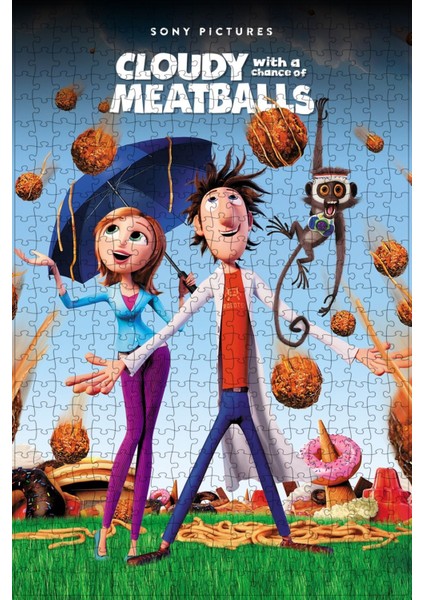 Cloudy With A Chance Of Meatballs (2009) Film Posterinin 500 Parça Puzzle Yapbozu Sürüm2