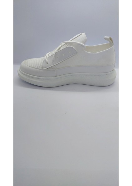Kuback Rahat Taban Beyaz Triko Ayakkabı Yüksek Taban Bağcıklı Günlük Erkek Ayakkabı modelleri