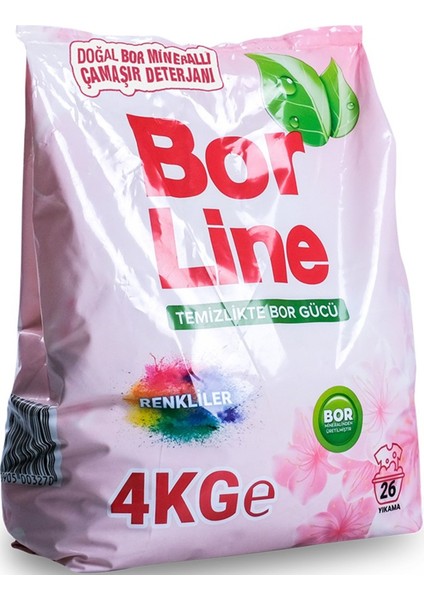 Bor Line Matik Toz Çamaşır Deterjanı 16KG (Renkliler Için) 104 Yıkama (4pk*4kg)