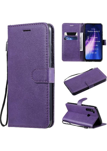 Kart Yuvası ile Xiaomi Redmi Not 8 Için Flip Case Klasik Düz Renk Yüksek (Yurt Dışından)