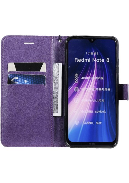 Kart Yuvası ile Xiaomi Redmi Not 8 Için Flip Case Klasik Düz Renk Yüksek (Yurt Dışından)