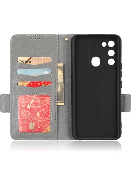 Tecno Spark 8c Yan Toka Pu Deri Cüzdan Manyetik Kart Yuvaları Için Kılıf (Yurt Dışından)