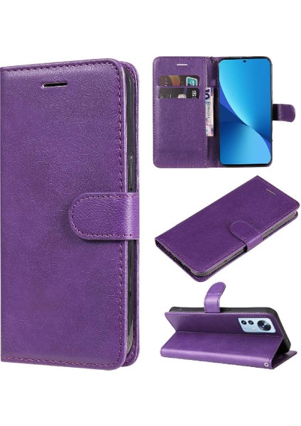 Kart Yuvası Klasik Düz Renk Iş ile Xiaomi 12 Lite Için Flip Case (Yurt Dışından)